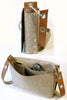 felt satchel with industrial pop rivet pocket and leather strap - Felt Messenger Bag - Satchel Bag - Mens Messenger Bag - Mens Messenger Bag